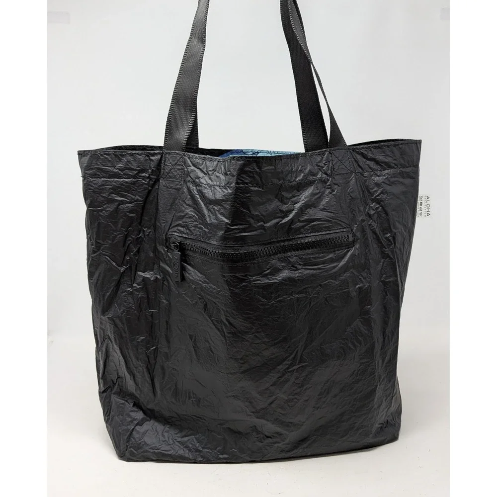 ALOHA Collection Reversible Tote Bag Mokihana Black Floral Hawaii - *READ*